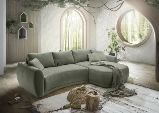 Ecksofa JOSUA - 3-Sitzer, Ecke rechts, Stoff, Olive