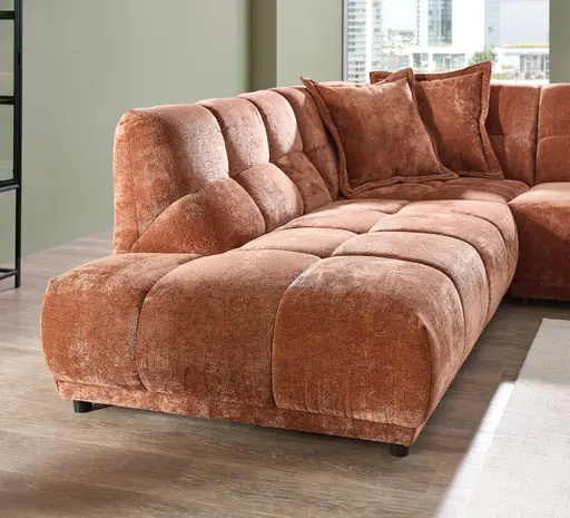 Ecksofa - Ecke links mit 3-Sitzer, Stoff, Rost