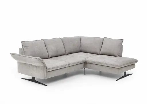 Ecksofa EM Marseille - 2,5-Sitzer mit Ecke rechts,  Rückentiefe verstellbar, Stoff, Grau
