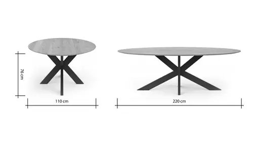 Esstisch Phoenix - LB ca. 220x110 cm, Eiche massiv, oval