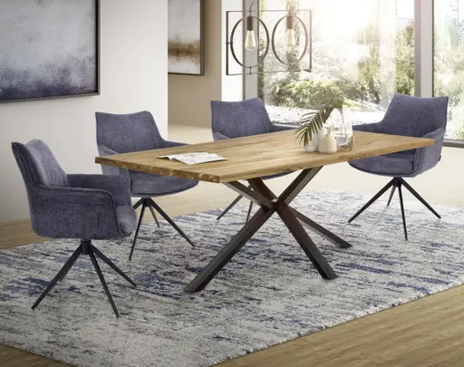 Armlehnstuhl MAIKE - drehbar, Stoff, Marine