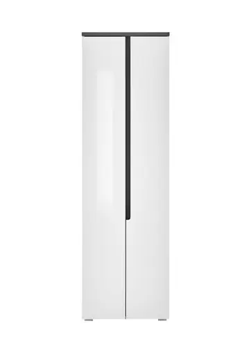 Garderobenschrank - B ca. 60 cm, Weiß, Weiß Hochglanz, Anthrazit