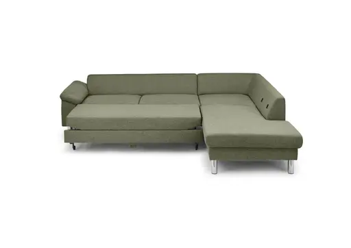 Ecksofa COOL - 2,5-Sitzer mit Ecke rechts, Querschläfer, Stoff, Hellgrün