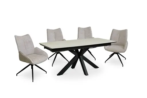 Esstisch MELANIA - ausziehbar, LB ca. 180x95 cm, Glaskeramik, Travertin farbig