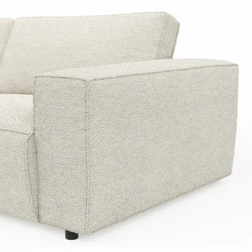 Ecksofa Lilaia - Chaise Longue XL mit 1,5-Sitzer XL rechts, Stoff, Creme