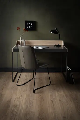 Schreibtisch - Eiche, Milk, Lack, Dunkelgrau