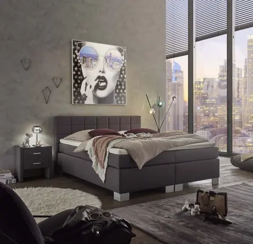 Boxspringbett HAIKOS- Liegefläche ca. 180x200 cm, Stoff, Anthrazit, TFK H2/TFK H2