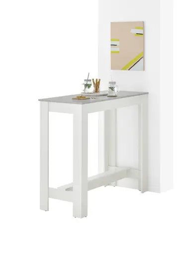 Bartisch - LB ca. 115x50 cm, Betonoptik, Weiß