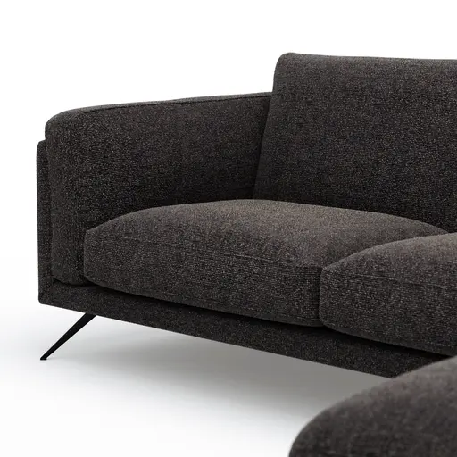 Ecksofa Valdemoro - 2,5-Sitzer mit Longchair rechts inkl. Rückenlehne verstellbar, Stoff, Anthrazit