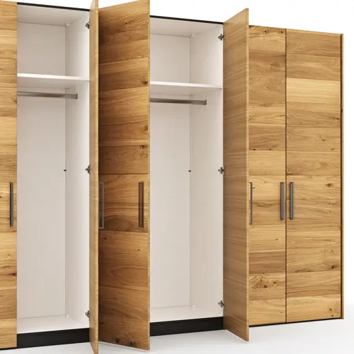 Drehtürenschrank Colorado - B. ca. 307 cm, Wildeichefurnier natur