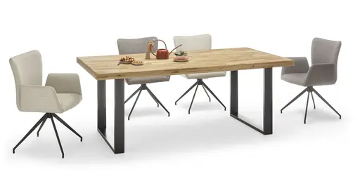 Esstisch - LB ca. 200x100 cm, Eiche; Massiv, Geölt, gerade Kante, Schwarz