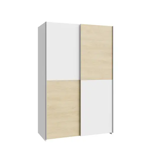 Schwebetürenschrank FREDDY- B ca. 120 cm, Weiß, Eiche Dekor