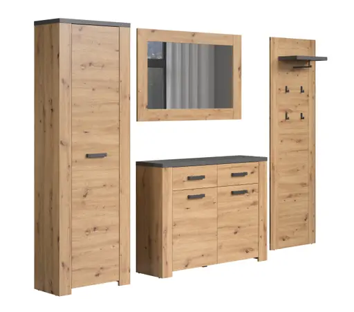 Garderobenschrank - Eiche Dekor, Anthrazit