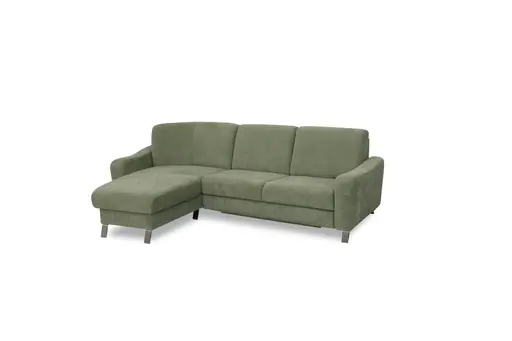 Ecksofa Colombia - Longchair links und 2,5-Sitzer, Stoff, Braungrün
