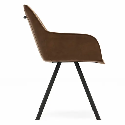 Armlehnstuhl Wesley - Stoff, Cognac