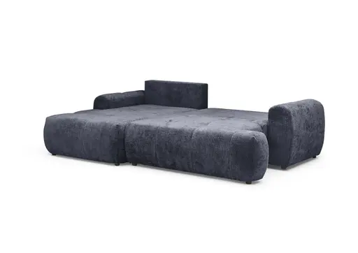 Ecksofa - Longchair links mit 2-Sitzer, Stoff, Dunkelblau