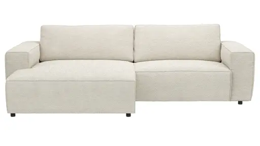 Ecksofa Lilaia - Chaise Longue XL mit 1,5-Sitzer XL rechts, Stoff, Creme