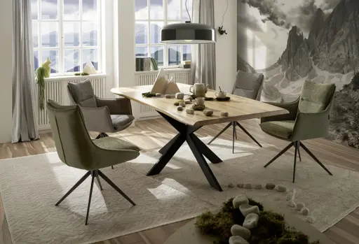 Stuhl MANDY - drehbar, Stoff, Graubeige