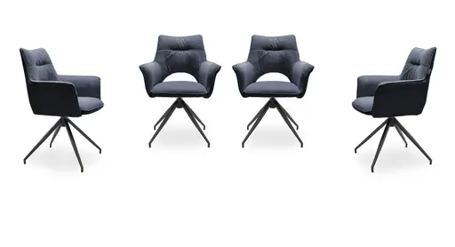 Armlehnstuhl MALEEN - drehbar, Stoff, Blau