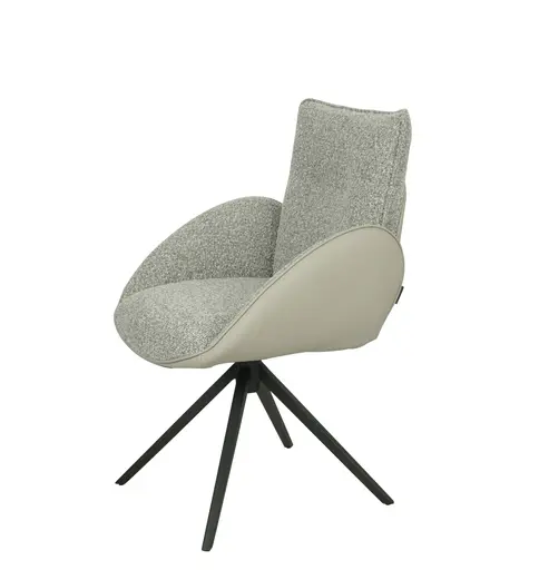 Armlehnstuhl MAURA - drehbar, Stoff, Silberfarben, Latte Macchiato