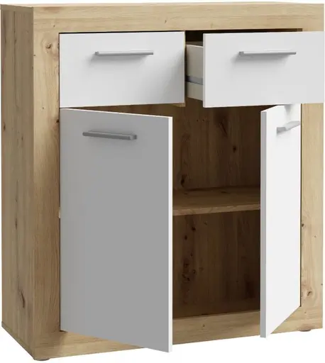 Kommode FIBI- Eiche Dekor, Weiß