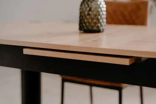 Esstisch - ausziehbar, LB ca. 125x80 cm, Artisan Eiche Nachbildung, Schwarz