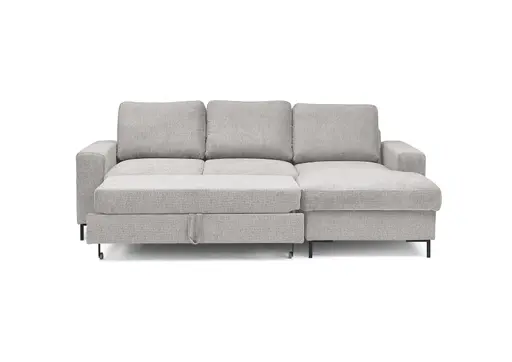 Ecksofa - 2-Sitzer mit Longchair rechts, Stoff, Sibergrau