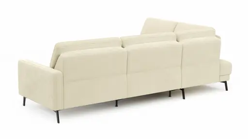 Ecksofa Valera - Ecke mit 3-Sitzer rechts inkl. Rückenlehne verstellbar und Relaxfunktion motorisch, Stoff, Natur