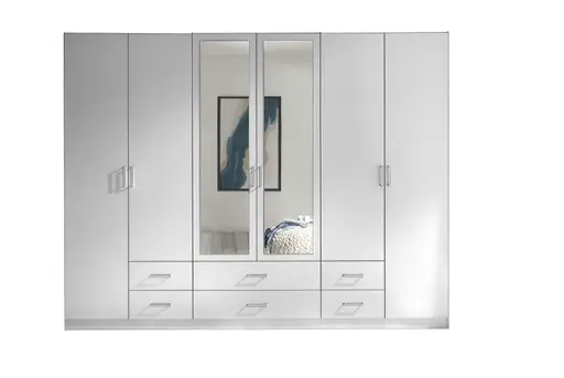 Drehtürenschrank- B ca. 271 cm, Weiß, Spiegel