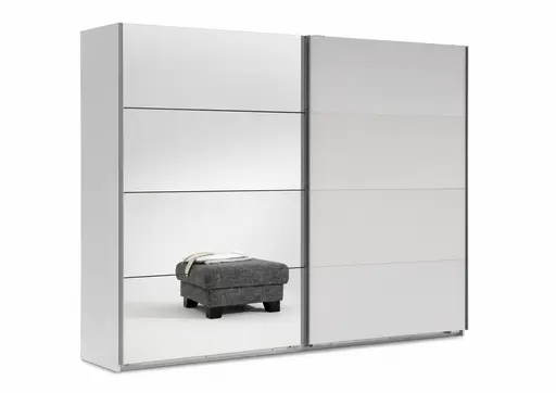 Schwebetürenschrank- B ca. 225 cm, Weiß, Spiegel
