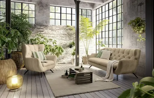 Sessel CHIRA - Stoff, Graubraun