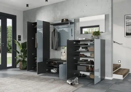 Garderobenpaneel GILLIAN - B/H/T ca. 97x96x30 cm, Graphit