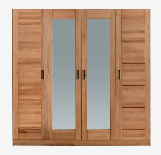 Drehtürenschrank- B ca.202 cm, Buche, Teilmassiv, Geölt, Spiegel