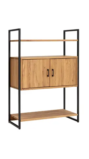 Regal Farmingdale - mit Holztür, Eiche massiv, natur geölt