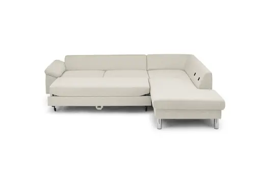 Ecksofa COOL - 2,5-Sitzer mit Ecke rechts, Querschläfer, Stoff, Natur