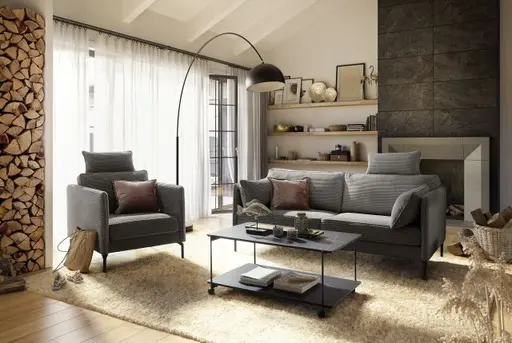 Sofa - 2-Sitzer, Stoff, Graphit