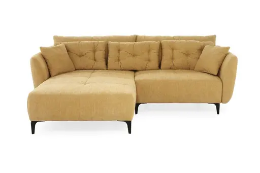 Ecksofa JANEK - 2,5-Sitzer, Ecke rechts, Stoff, Senfgelb