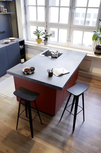 Inselküche 54.160 CO 4 522, Tiefblau samtmatt