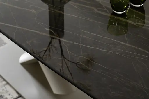 Esstisch Savona - LB ca. 280x100 cm, Fix, Keramik, Schwarz, Bootsform