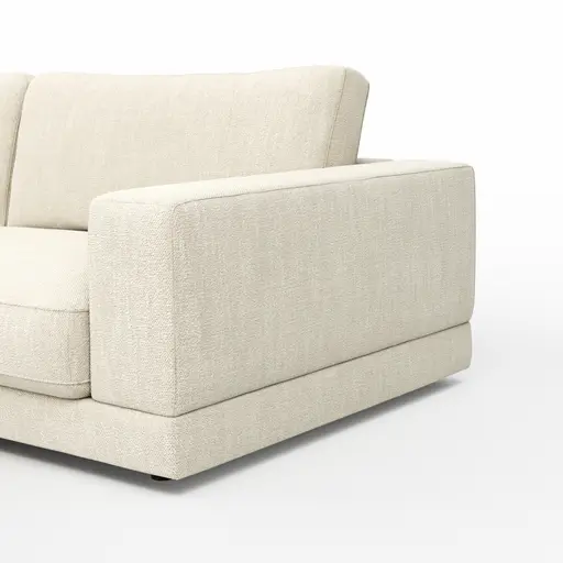 Ecksofa Juni - Longchair links mit 1,5-Sitzer, Stoff, Natur