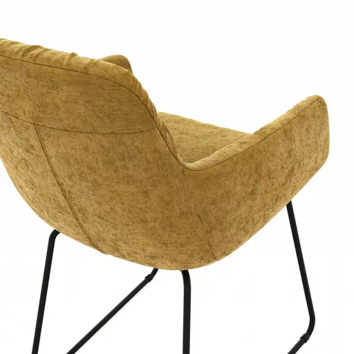 Armlehnstuhl Pelle - Stoff, Orange, Kufe, Schwarzgrau