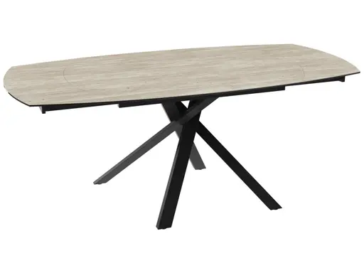 Esstisch - ausziehbar, LB ca. 130 (190)x100 cm, Keramik, Travertin 