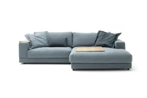 Ecksofa Juni - 1,5-Sitzer mit Longchair rechts, Stoff, Petrol