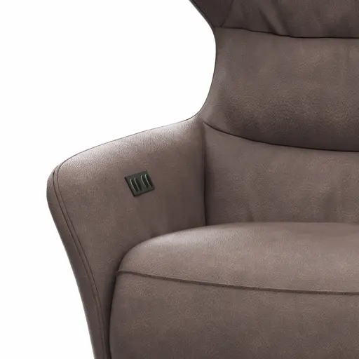 Drehsessel Houston Relax - Größe M, inkl. Relaxfunktion (motorisch), Aufstehhilfe und Kopfstütze, Leder, Dunkelbraun