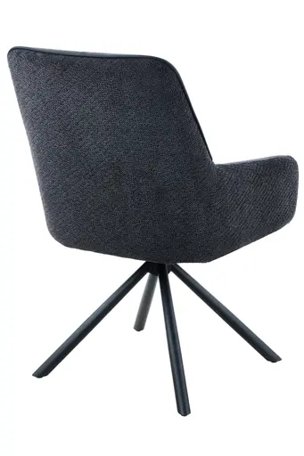 Armlehnstuhl - drehbar, Leder & Stoff, Schwarz