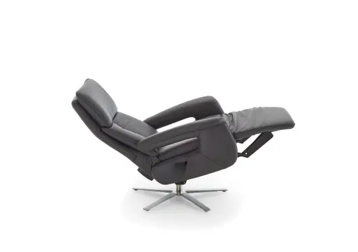 Sessel - Größe M, Relaxfunktion, Leder, Anthrazit