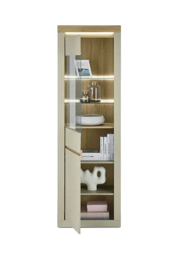 Vitrine - mit Beleuchtung, B ca. 64 cm, Kaschmir, Stone Eiche Nachbildung