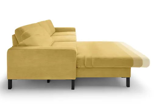 Ecksofa CALM MOVE 2.0 - Longchair links mit 2,5-Sitzer, Schlaffunktion, Feincord, Gold