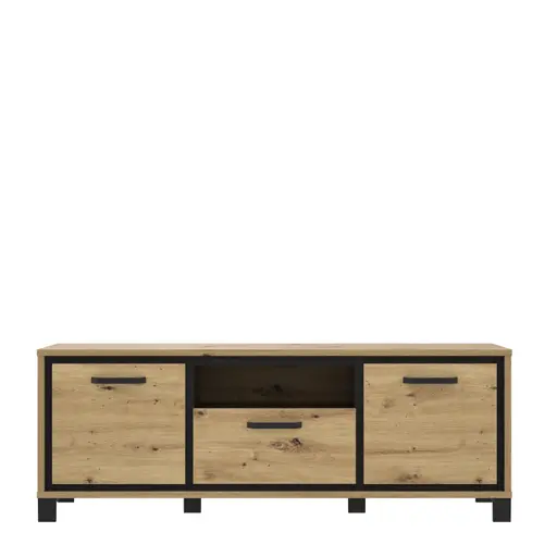 TV-Unterschrank FARIDA - Eiche Dekor, Schwarz