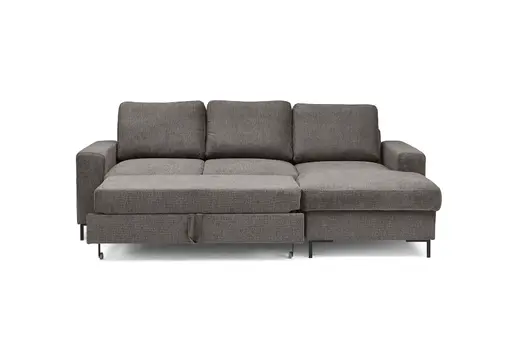 Ecksofa - 2-Sitzer mit Longchair rechts, Stoff, Mocca